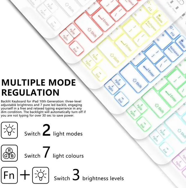 Alt view image 5 of 5 - TopPerfekt for Bluetooth Keyboard iPad 10th Gen 10.9 inch (2022) case iPad (A16) 11th/ 10th Gen Case 11'' (2025) with 7-Color Backlights, Pencil Holder, Detachable, Rechargeable- Grey Leopard