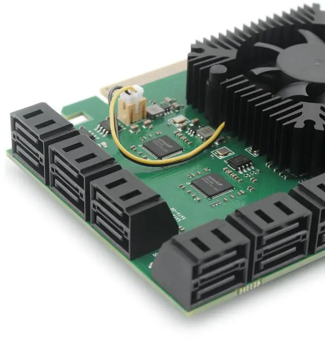 Alt view image 2 of 5 - PCIEx16 to 24-Port SATA 3.0 Expansion Card with 20 inches SATA Bundle Cables for Desktop SSD/HDD, Plug & Play, Compatible with Windows/Linux/ESXi