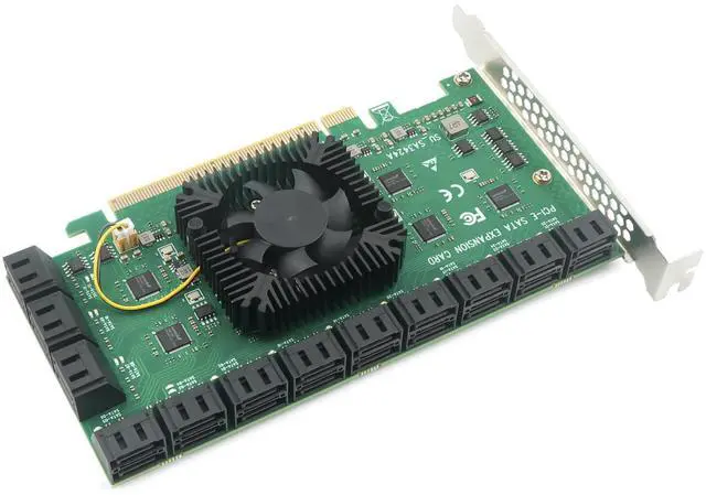 Alt view image 5 of 5 - PCIEx16 to 24-Port SATA 3.0 Expansion Card with 20 inches SATA Bundle Cables for Desktop SSD/HDD, Plug & Play, Compatible with Windows/Linux/ESXi