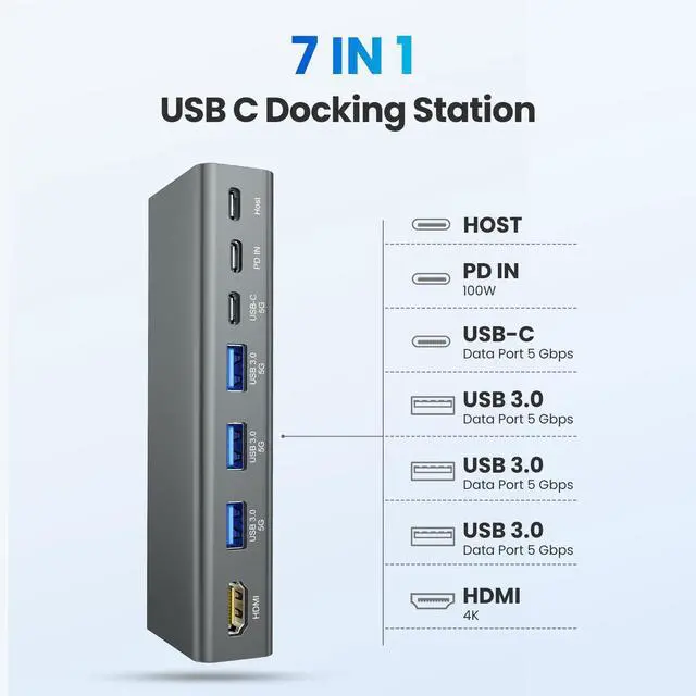 Alt view image 3 of 5 - tounee Laptop Stand with Detachable USB-C Hub, 100W PD Charging, 4K@60Hz HDMI, 3 USB Ports, Ergonomic Laptop Holder Docking Station for 10-17" Laptops, MacBook & More - Gray