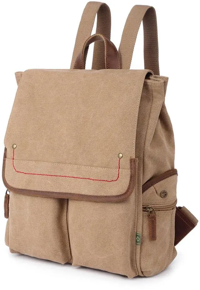Main image of TSD Brand Canvas Backpack Lightweight Travel Daypack Carry On Laptop Backpack Hiking Casual Daypack Backpack (Khaki)
