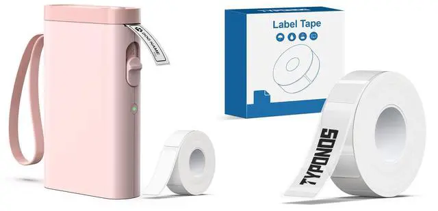 Main image of TYPONOS P21 Label Maker Machine with Tape, Bluetooth Label Printer Portable Mini Label Makers, P21 Label Maker Tape Black on Clear 14x40mm, Standard Laminated 180 Labels/Roll