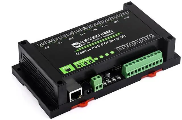 Main image of 8-CH Ethernet Relay Module (B) with Digital Input, Modbus RTU/Modbus TCP Protocol, Support DC 7~36V Wide Range Power Input and PoE Power Supply, with Various Isolation and Protection Circuits