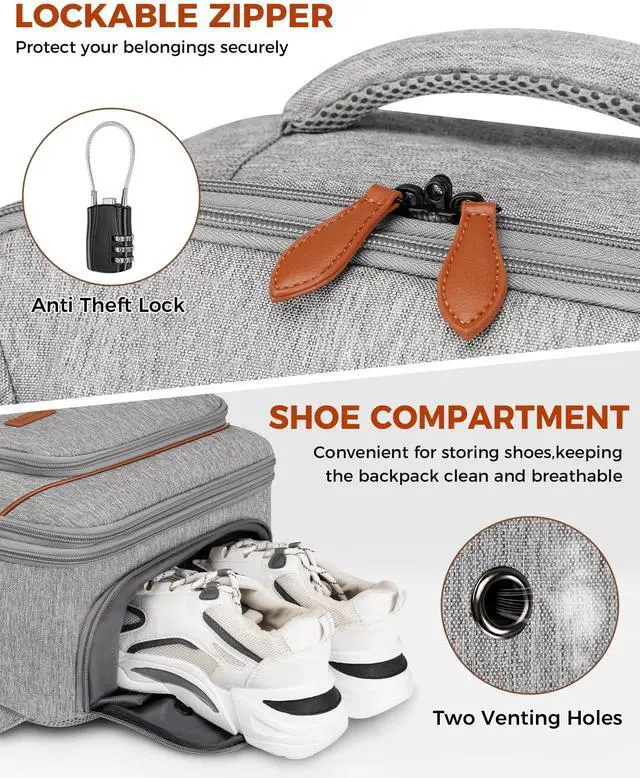 Alt view image 5 of 5 - Vancropak Carry on Backpack, Flight Approved Travel Backpack with 3 Packing Cubes, Expandable Personal Item Travel Bag fit 17.3" Laptop, Anti Theft Luggage Suitcase Weekend Daypack for Women Men, Grey
