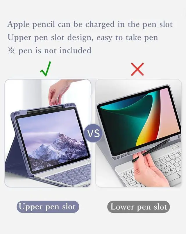 Alt view image 2 of 5 - kaitesi Keyboard Case for iPad Pro 11 inch M4 Keyboard Case Magnetic Detachable Bluetooth Keyboard Cover Support Pencil Charging,Misty Blue