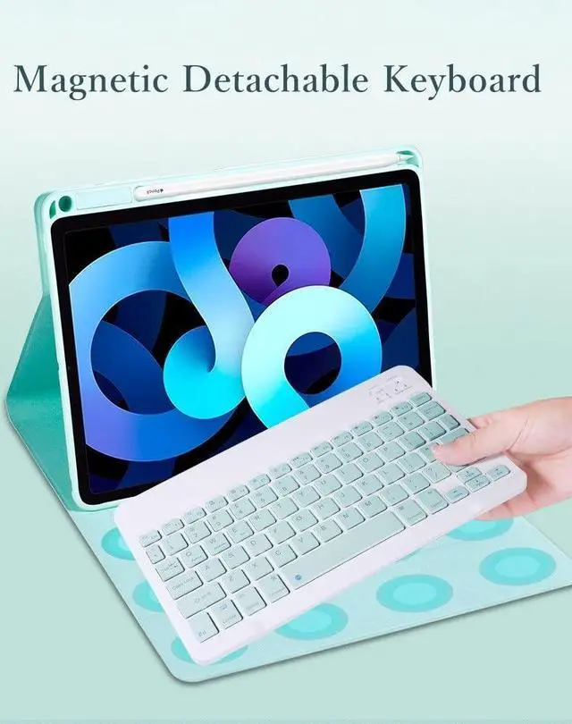 Alt view image 3 of 5 - kaitesi Keyboard Case for iPad Pro 11 inch M4 Keyboard Case Magnetic Detachable Bluetooth Keyboard Cover Support Pencil Charging,Misty Blue