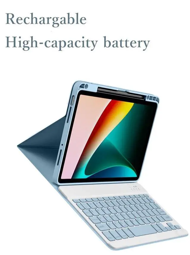 Alt view image 5 of 5 - kaitesi Keyboard Case for iPad Pro 11 inch M4 Keyboard Case Magnetic Detachable Bluetooth Keyboard Cover Support Pencil Charging,Misty Blue