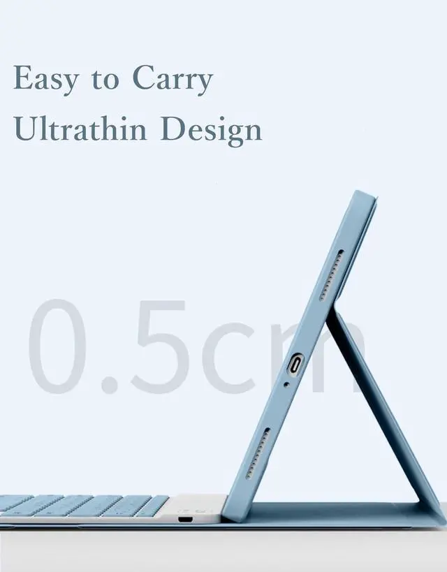 Alt view image 4 of 5 - kaitesi Keyboard Case for iPad Pro 11 inch M4 Keyboard Case Magnetic Detachable Bluetooth Keyboard Cover Support Pencil Charging,Misty Blue