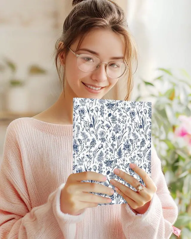 Alt view image 3 of 5 - Wazzasoft for iPad Pro 13 inch Case 2024 M4 with Keyboard - Pencil Holder Folio Tablet Cover Women Girl Cute Teen Blue Floral Unique Design for Apple Pro 13 A2925 A2926 A3007