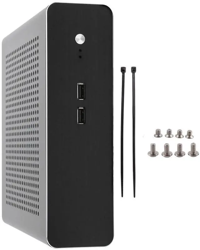 Main image of Mini ITX Case, Aluminum Alloy Panels Mid Tower ITX Chassis, Compatible with 17x17 Cm Motherboard, Support 4 4010 Fans, DIY Slim Case for Office (USB2.0)