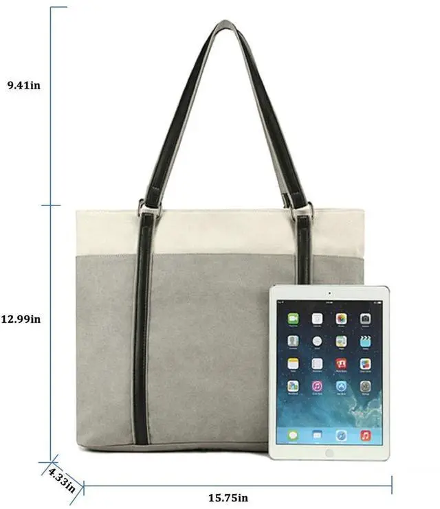 Alt view image 2 of 5 - Wxnow Laptop Tote Bag 15.6 Inch Laptop Bag for Women Teacher Large Laptop Organizer Bag Waterproof Briefcase Shoulder Bag for Work Grey