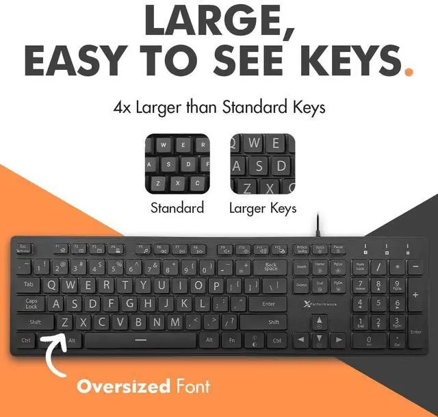 Alt view image 2 of 5 - Large Print Backlit Keyboard Wired - Easy to See and Type - Light Up Keyboard for Seniors, Elderly, Kids - USB Lighted Keyboard, 7 Backlight Colors, Oversize Letters - Easy View PC, Computer Keyboards