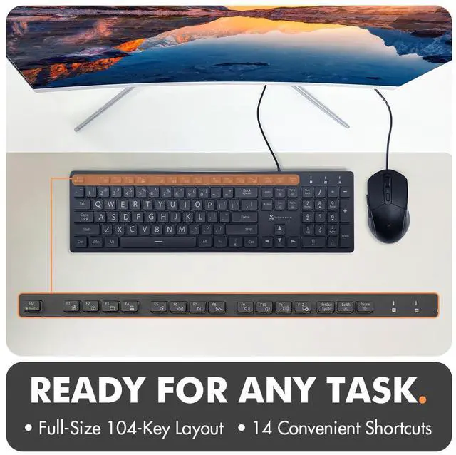 Alt view image 5 of 5 - Large Print Backlit Keyboard Wired - Easy to See and Type - Light Up Keyboard for Seniors, Elderly, Kids - USB Lighted Keyboard, 7 Backlight Colors, Oversize Letters - Easy View PC, Computer Keyboards