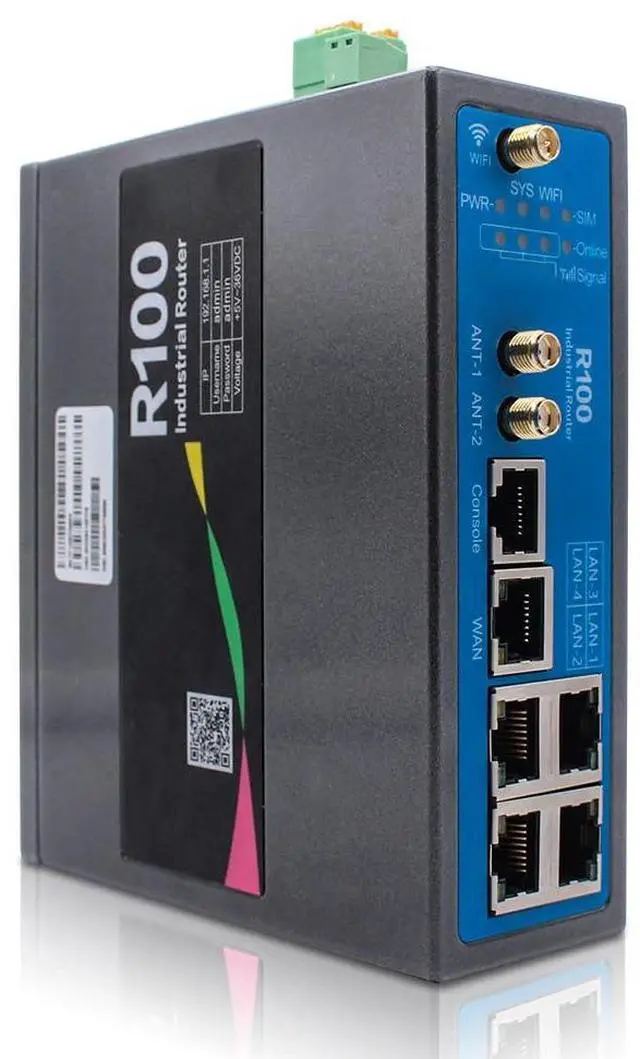 Alt view image 4 of 5 - Industrial 4G LTE Router with SIM Card Slot, LTE Cat 4 Wi-Fi Cellular Router, External Detachable Antenna, VPN, RS232/RS485 M2M IoT Integration, Band Lock, and Remote Management