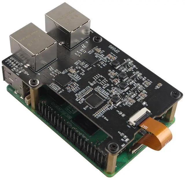 Alt view image 5 of 5 - ZDE ZP595 PCIe to Dual 2.5G Ethernet Network Port HAT Adapter Expansion Board for Raspberry Pi 5