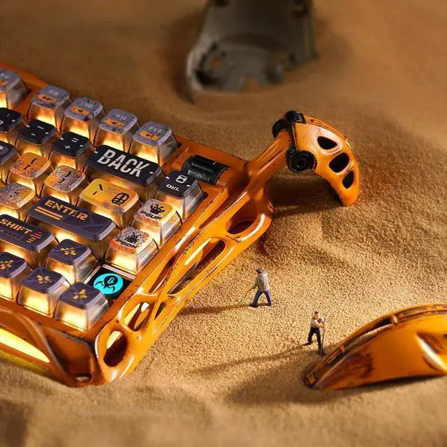 Alt view image 2 of 5 - GravaStar Mercury K1 Pro Wireless Gaming Keyboard, Handcrafted Battle-Worn Mechanical Keyboard, Aluminum Alloy, 75% Layout Custom Keyboard, Designed for Durability & Unique Aesthetic - Yellow