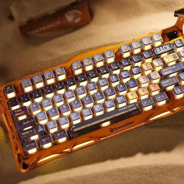 Alt view image 4 of 5 - GravaStar Mercury K1 Pro Wireless Gaming Keyboard, Handcrafted Battle-Worn Mechanical Keyboard, Aluminum Alloy, 75% Layout Custom Keyboard, Designed for Durability & Unique Aesthetic - Yellow
