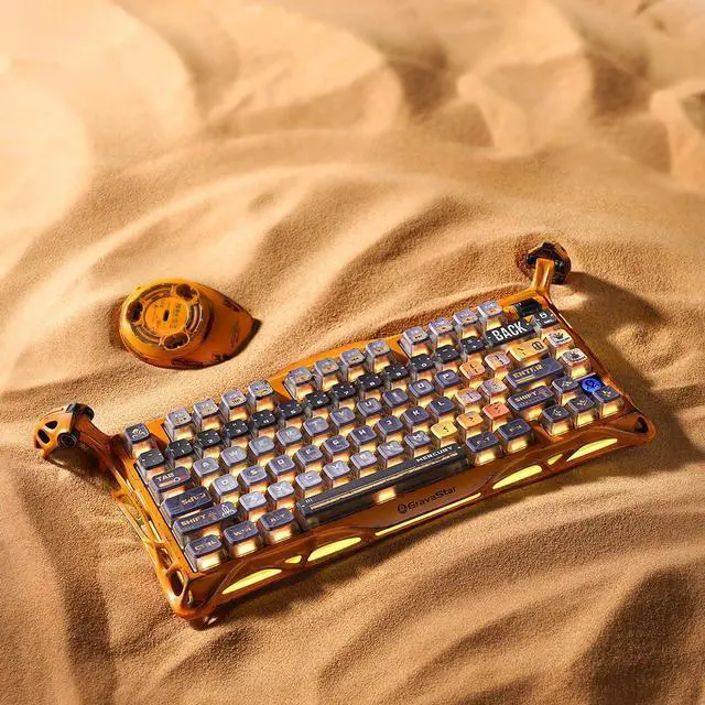 Alt view image 5 of 5 - GravaStar Mercury K1 Pro Wireless Gaming Keyboard, Handcrafted Battle-Worn Mechanical Keyboard, Aluminum Alloy, 75% Layout Custom Keyboard, Designed for Durability & Unique Aesthetic - Yellow