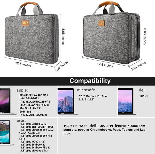Alt view image 2 of 5 - ZINZ Expandable Laptop Case 13 Inch Sleeve Compatible with MacBook Air 13 inch M2 A2681 M1 A2337 A2179 A1932/Pro 13 M2 M1 A2338 A2251 A2289 A2159 A1989 A1706 A1708,D01G01