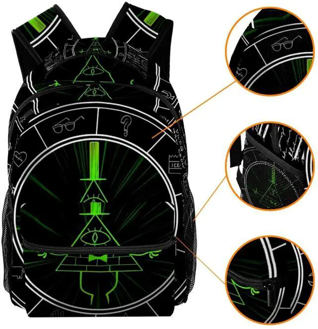 Alt view image 3 of 5 - KikandKo School Backpack for Girls Boys, Bill Cipher Elementary School Bags Lightweight Travel Rucksack Laptop Backpacks