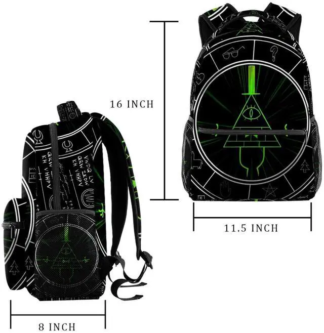 Alt view image 2 of 5 - KikandKo School Backpack for Girls Boys, Bill Cipher Elementary School Bags Lightweight Travel Rucksack Laptop Backpacks