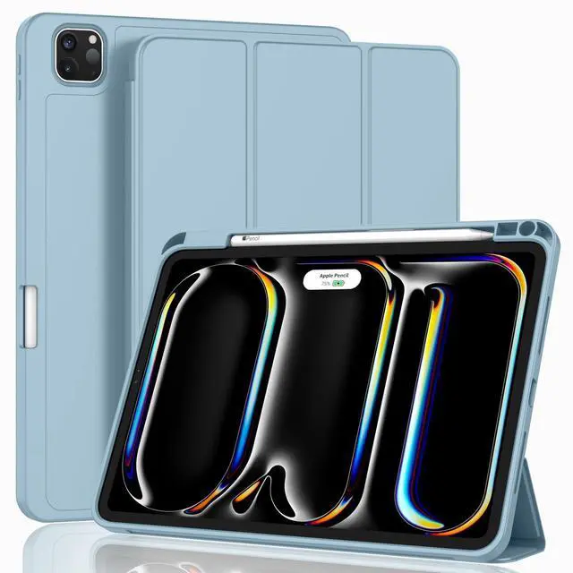 Main image of ZryXal New iPad Pro 13 Inch Case (M5) 2025 / (M4) 2024 with Pencil Holder, Smart iPad Case [Support Pencil Pro and Pencil (USB-C)], Support Touch ID and Auto Wake/Sleep (Light Blue)