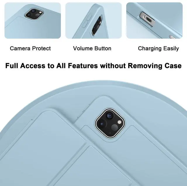 Alt view image 3 of 5 - ZryXal New iPad Pro 13 Inch Case (M5) 2025 / (M4) 2024 with Pencil Holder, Smart iPad Case [Support Pencil Pro and Pencil (USB-C)], Support Touch ID and Auto Wake/Sleep (Light Blue)