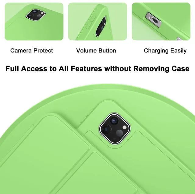 Alt view image 3 of 5 - ZryXal New iPad Pro 13 Inch Case M4 (2024 Model, 7th Generation) with Pencil Holder, Smart iPad Case [Support Pencil Pro and Pencil (USB-C)], Support Touch ID and Auto Wake/Sleep (Grass Green)