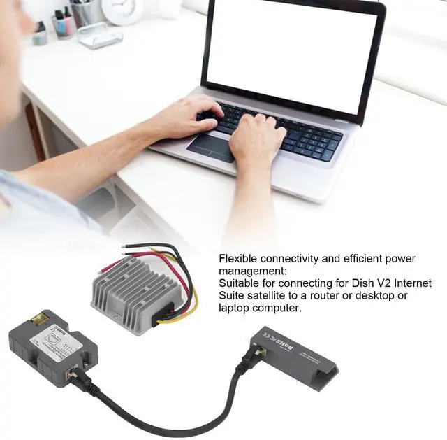 Alt view image 5 of 5 - 150W PoE Injector Kit, Dishy V2 to RJ45 Adapter, Rectangular Dishy Cable Adapter to RJ45 with DC Step UP Converter 12V to 48V for Connect Dishy V2