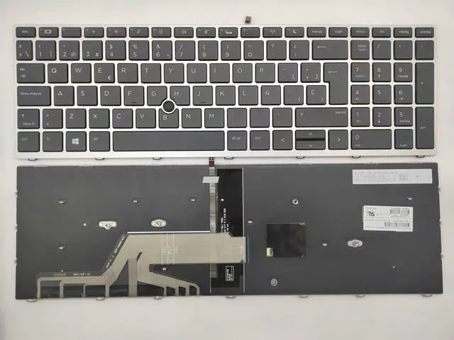 Main image of Laptop Replacement Spanish Layout Keyboard for HP ProBook 650 G4 655 G4 650 G5 655 G5 Series Laptop Backlit with Mouse Stick/Silver Frame