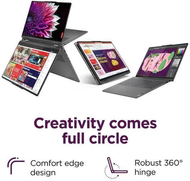 Alt view image 3 of 5 - Lenovo 2024 Yoga 7i 2-in-1 Laptop, 16" 2K Touchscreen, Core Ultra 5 125U (Beats i7-1355U), 16GB LPDDR5X, 300 Nits, Backlit, TB4, FP, WiFi 6E, Webcam, Win11 Pro W/Stylus Pen (16GB RAM | 1TB SSD+pro)