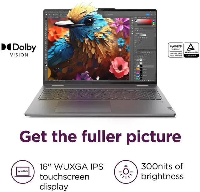 Alt view image 5 of 5 - Lenovo 2024 Yoga 7i 2-in-1 Laptop, 16" 2K Touchscreen, Core Ultra 5 125U (Beats i7-1355U), 16GB LPDDR5X, 300 Nits, Backlit, TB4, FP, WiFi 6E, Webcam, Win11 Pro W/Stylus Pen (16GB RAM | 1TB SSD+pro)