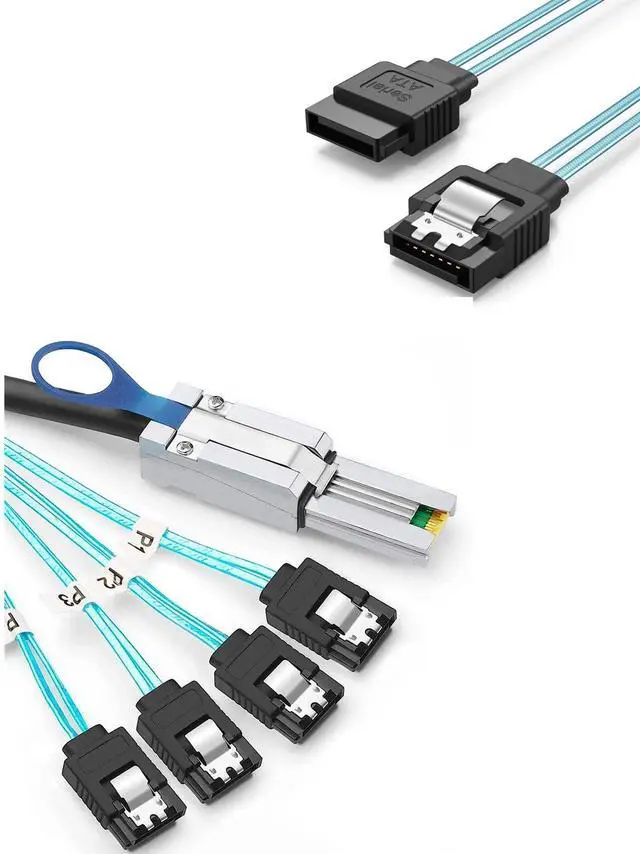 Main image of CableCreation Mini SAS 26Pin (SFF-8088) Male to 4 SATA 7Pin Female Cable SATA III Cable