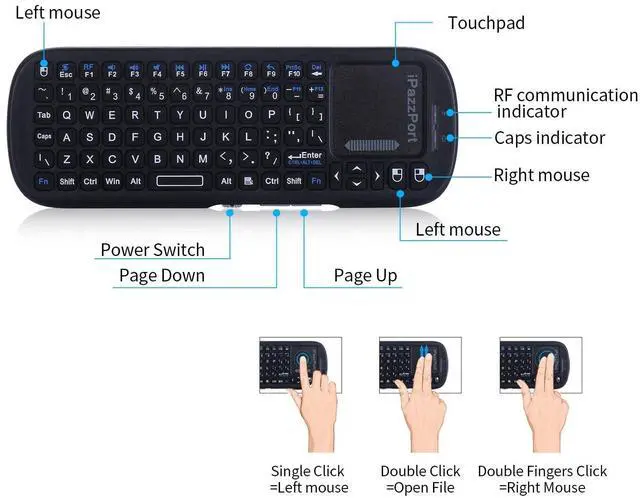 Alt view image 2 of 5 - iPazzPort Mini Wireless Keyboard with Touchpad Compatible with Laptop, PC