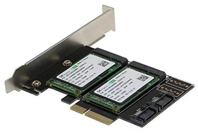 Alt view image 3 of 4 - SEDNA - PCIe Dual mSATA SSD Raid Adapter with 2 SATA III Port and HyoperDuo Hard Disk Acceleration Function (SSD not Included)