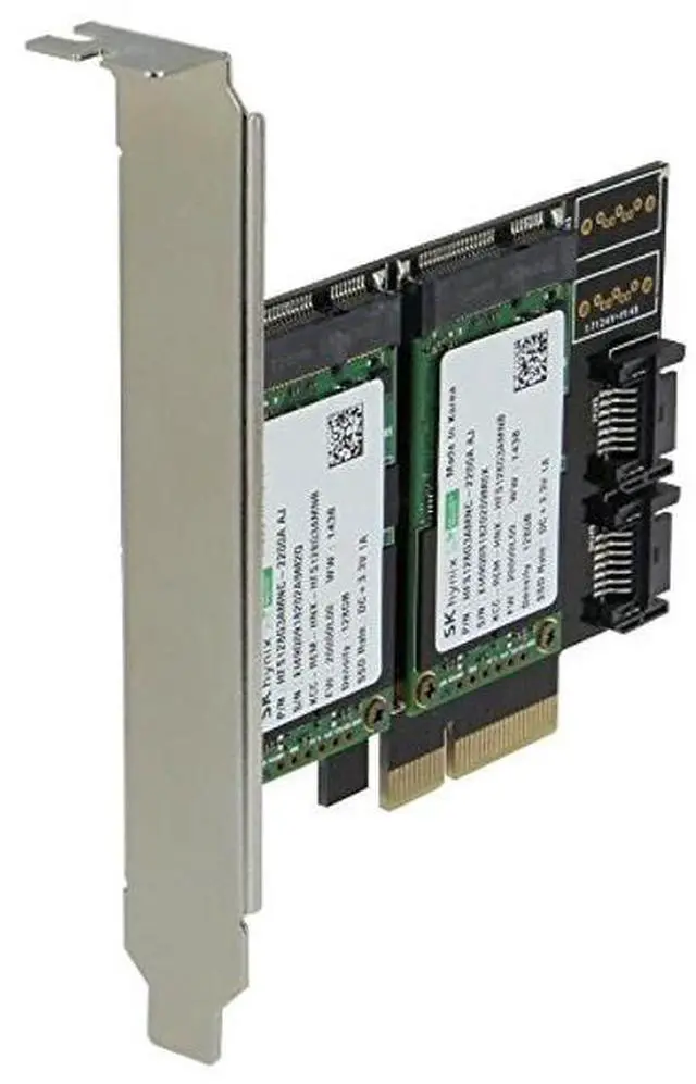 Alt view image 2 of 4 - SEDNA - PCIe Dual mSATA SSD Raid Adapter with 2 SATA III Port and HyoperDuo Hard Disk Acceleration Function (SSD not Included)