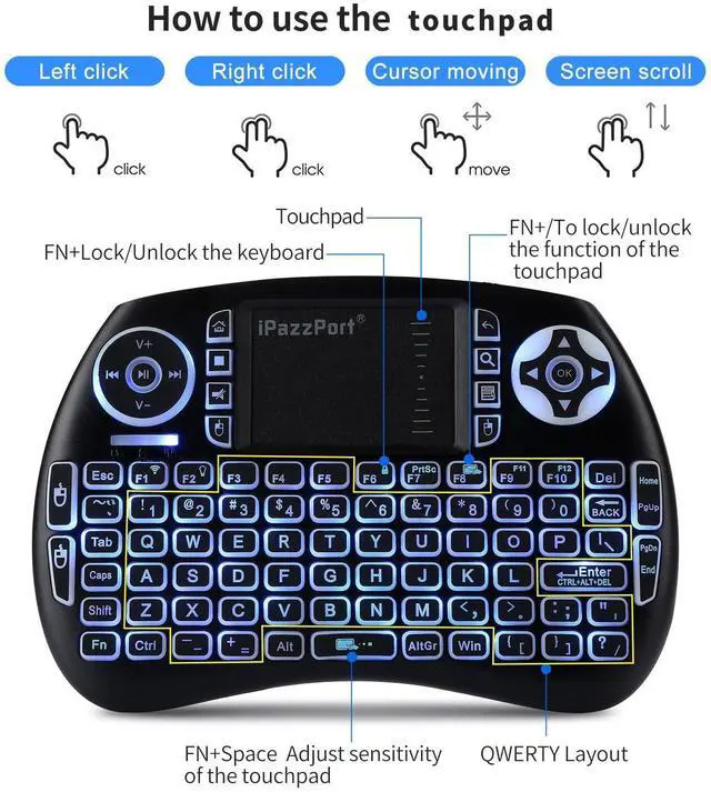 Alt view image 5 of 5 - iPazzPort Mini Wireless Keyboard with Touchpad Compatible with Laptop, PC