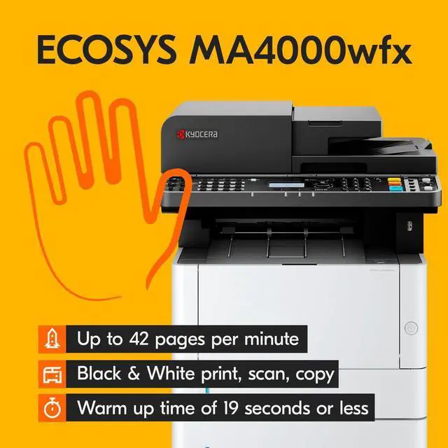 Alt view image 2 of 5 - KYOCERA ECOSYS MA4000wfx Monochrome All-in-One Wireless Laser Printer (Print/Copy/Scan/Fax), up to 42ppm, Dual Scan Document Processor and Free OCR, Cloud & Mobile Utilities