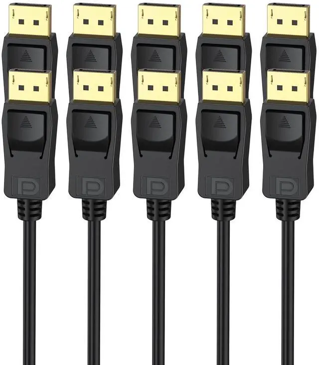 Main image of UVOOI DisplayPort Cable 6FT 5-Pack, 4K Display Port to Display Port Cable 6 Feet (Gold Plated DP to DP Cable) 4K@60Hz, 2K 1440P@144Hz/165Hz for Monitor, Computer, Laptop, PC, Graphics Card