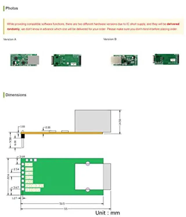 Alt view image 5 of 5 - Waveshare Serial UART TTL to Ethernet Converter Module Upgradable High-speed Low-power High-stability UART to ETH Kit (3.3V DC or 5V DC)