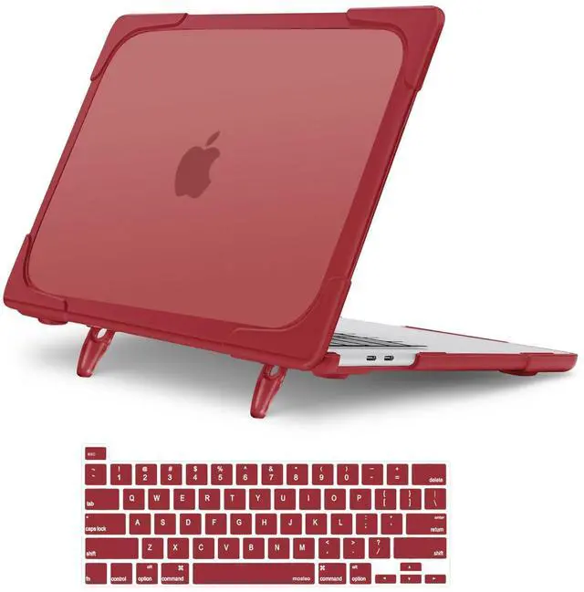Main image of MOSISO Compatible with MacBook Pro 13 inch Case 2025 2024 2023 2022 2021 2020 M2 M1 A2338 A2289 A2251, Protective Heavy Duty Plastic Hard Shell Case with Fold Kickstand & Keyboard Cover, Red