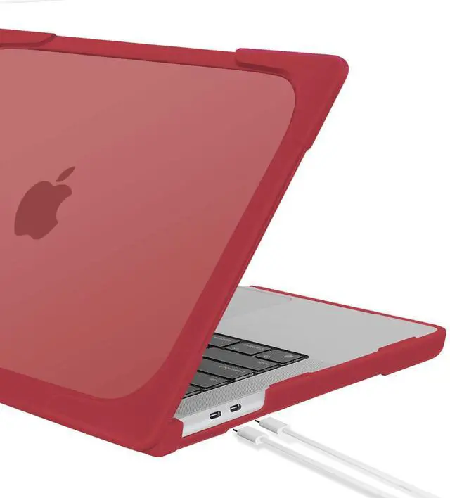 Alt view image 5 of 5 - MOSISO Compatible with MacBook Pro 13 inch Case 2025 2024 2023 2022 2021 2020 M2 M1 A2338 A2289 A2251, Protective Heavy Duty Plastic Hard Shell Case with Fold Kickstand & Keyboard Cover, Red