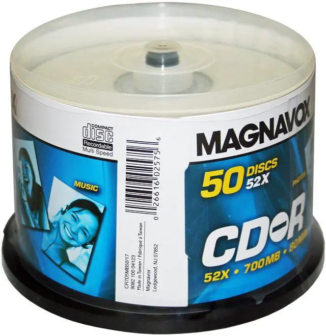 Alt view image 2 of 2 - Magnavox CD-R 52x 50 pack Spindle Cake Box