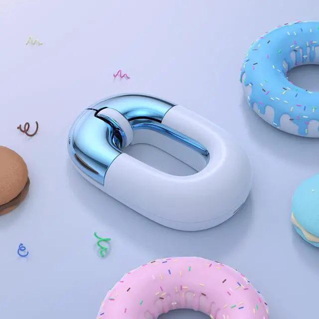 Alt view image 4 of 5 - FOPATO F01 Dual Mode Wireless Charging Mouse, Macaron Color Scheme Sweet Donut Bluetooth Computer Mice, Silent and Lightweight, 1200 DPI Optical Tracking, Compatible with PC, Mac, Laptop (Blue)