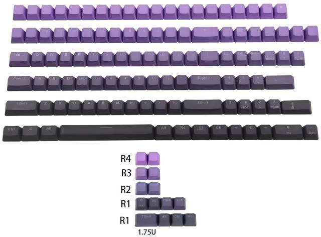 Alt view image 2 of 5 - YMDK Double Shot 122 Dyed PBT Shine Through OEM Profile Keycap Rainbow Carbon Sunset Backlit Keycaps for MX Switches Mechanical Keyboard 108 87 96 84 68 61(Only Keycap) (Purple Gradient 122 Key)