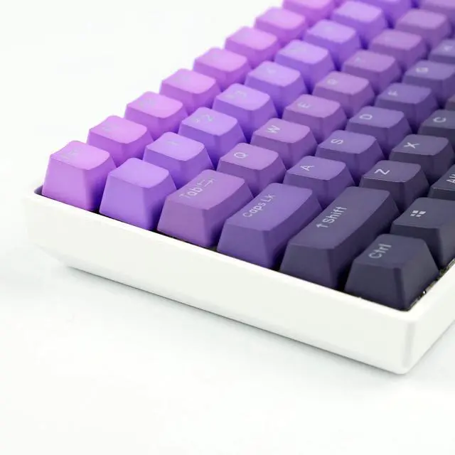 Alt view image 3 of 5 - YMDK Double Shot 122 Dyed PBT Shine Through OEM Profile Keycap Rainbow Carbon Sunset Backlit Keycaps for MX Switches Mechanical Keyboard 108 87 96 84 68 61(Only Keycap) (Purple Gradient 122 Key)