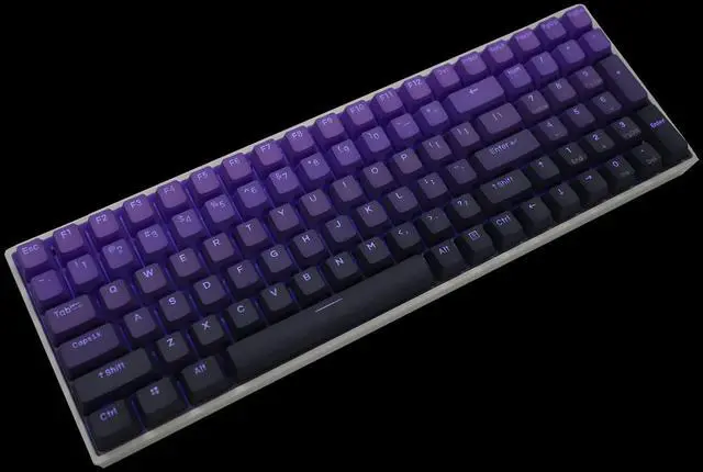 Alt view image 4 of 5 - YMDK Double Shot 122 Dyed PBT Shine Through OEM Profile Keycap Rainbow Carbon Sunset Backlit Keycaps for MX Switches Mechanical Keyboard 108 87 96 84 68 61(Only Keycap) (Purple Gradient 122 Key)