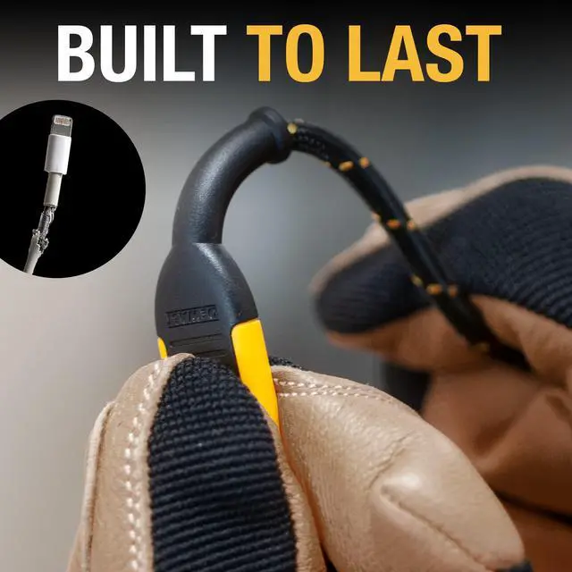 Alt view image 5 of 5 - DEWALT Reinforced 3-in-1 Combo Cable -- Multi-Charging Cable -- Lightning, Type C, Micro-USB -- Android and Apple Compatible Charging Cable -- 6 FT