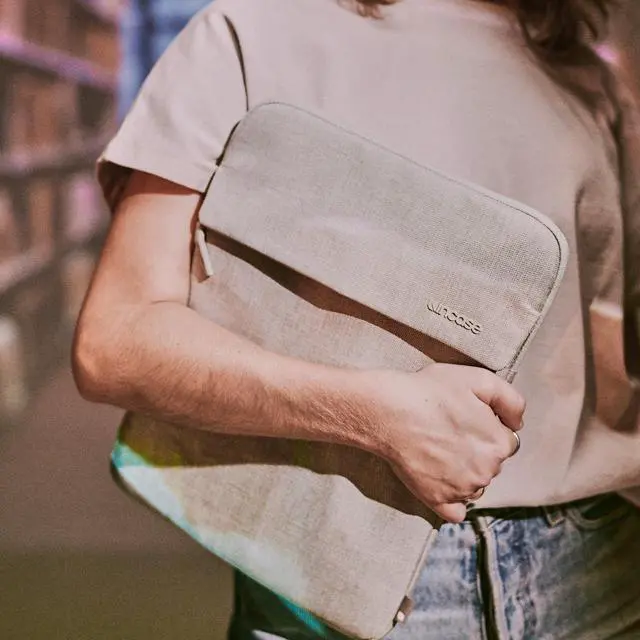 Alt view image 2 of 5 - Incase Crosstown Sleeve with Woolenex - Vertical Orientation, Cushioned Protection, Durable Construction, External Slip Pocket - PC/Mac Sleeve (Limestone, 14" MacBooks/Laptops)