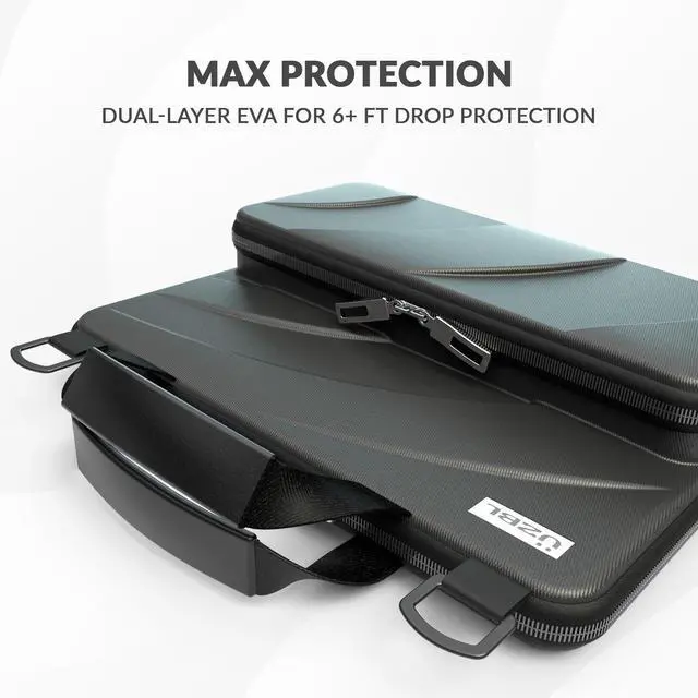 Alt view image 4 of 5 - 11-11.6 Inch Always-On Chromebook Case with Pouch and Shoulder Strap, Work-in Hard Protective Laptop Case for Students & Business